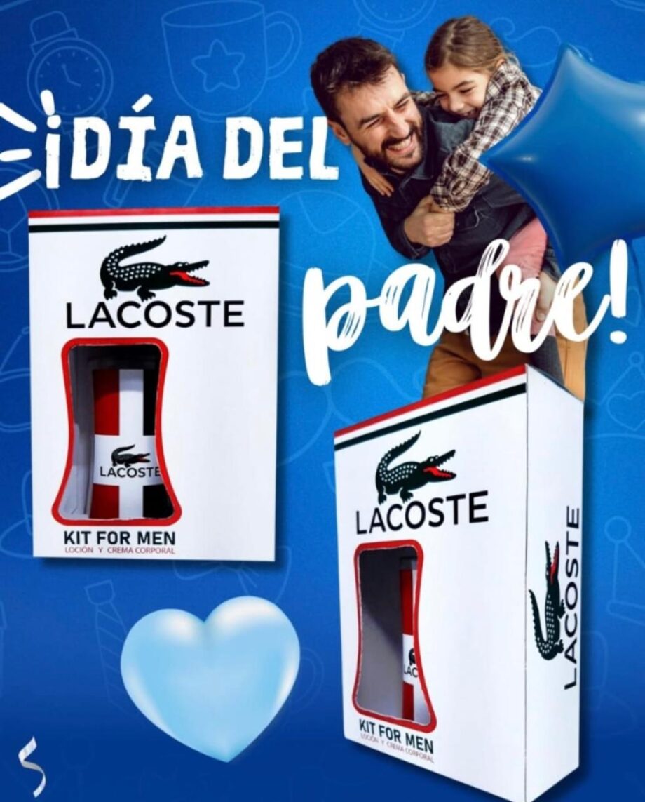 KIT HOMBRE LACOSTE CREMA Y SPLASH