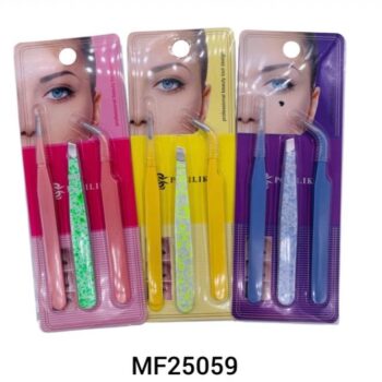 PINZA PARA PESTAÑAS Y CEJAS X 3 MF25059