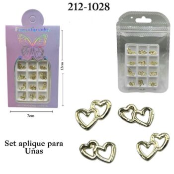 DECO UÑAS CORAZONES DORADO 212-1028